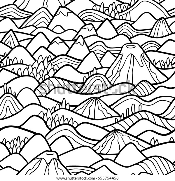 Vector Seamless Pattern Hills Trees Fields Stock Vector (royalty Free 