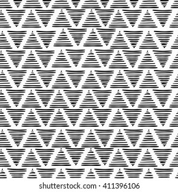 Vector seamless pattern. Hipster pattern with triangles. Hipster hand drawn pattern. Trendy graphic design. Black and white pattern.