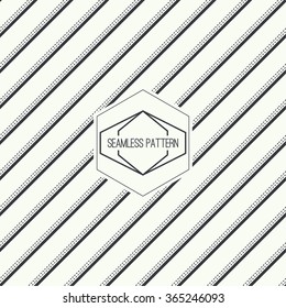 Vector seamless pattern with hipster vintage old banner. Repeating geometric shapes, diagonal stripe