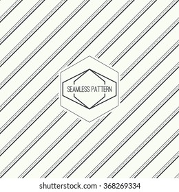 Vector seamless pattern with hipster vintage old banner. Repeating geometric shapes, diagonal stripe