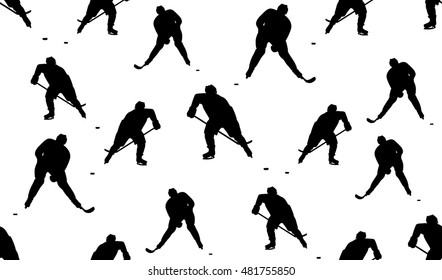 El vector es un patrón transparente de jugadores de hockey. La textura de los jugadores es aleatoria