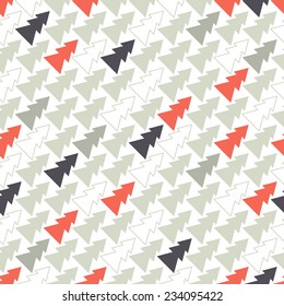 Vector seamless pattern. Holiday texture with colorful diagonal Christmas trees. Stylish geometric print
