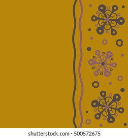 Vector seamless pattern for holiday Thanksgiving day, a simple hand-drawn winter design on yellow background with copy space (place for your text).