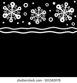 Vector seamless pattern for holiday Thanksgiving day, a simple hand-drawn winter design on black background in gray colors with copy space (place for your text).