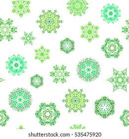 Vector seamless pattern for holiday Thanksgiving day, a simple hand-drawn winter design on white background in blue, neutral and green colors.