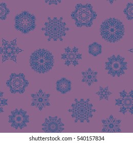 Vector seamless pattern for holiday Thanksgiving day, a simple hand-drawn winter design in blue, violet and purple colors.