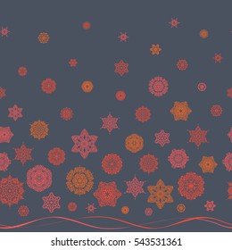 Vector seamless pattern for holiday Thanksgiving day, a simple hand-drawn winter design on blue background.