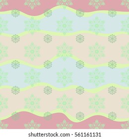 Vector seamless pattern for holiday Thanksgiving day, a simple hand-drawn winter design on wave background in neutral colors.