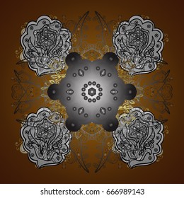 Vector seamless pattern for holiday Thanksgiving day, a simple hand-drawn winter design on brown background.