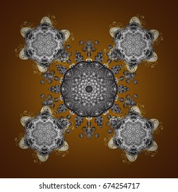Vector seamless pattern for holiday Thanksgiving day, a simple hand-drawn winter design on brown background.