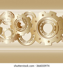  Vector seamless pattern with horizontal band of cogwheels.