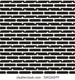 Vector seamless pattern with horizontal lines, strokes. Simple black and white abstract geometric background. Illustration of brick wall texture. Repeat design for decoration, wallpaper, textile, wrap