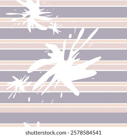 Vector seamless pattern of horizontal stripes and white blots.