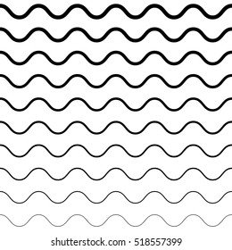 Vector seamless pattern, horizontal wavy lines. Monochrome background with halftone transition effect. Simple black and white repeat texture. Design element for prints, decoration, textile, digital, web