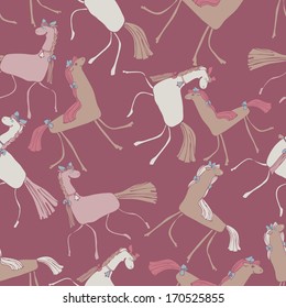 vector seamless pattern with horse, colorful