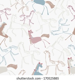 vector seamless pattern with horse, colorful