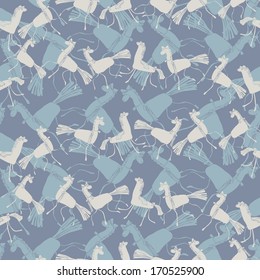 vector seamless pattern with horse, colorful