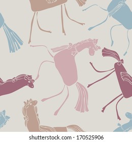 vector seamless pattern with horse, colorful