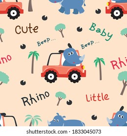 Vector seamless pattern with horse driver. Creative vector childish background for fabric, textile, nursery wallpaper, poster, card, brochure. Vector illustration background. African safari.