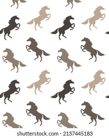 Vector seamless pattern of horse silhouette isolated on white background