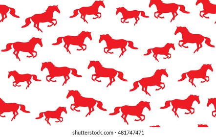 Vector seamless pattern of horses. Galloping horse texture seamless