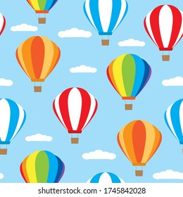 Vector seamless pattern with hot air balloons. It can be used for wallpapers, cards, wrapping, patterns for clothes and other.