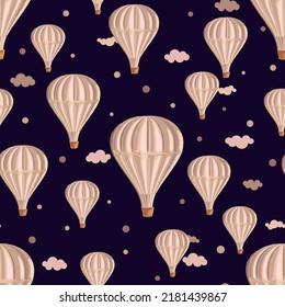 Vector seamless pattern with hot air balloon 3d in 3d style on white background.
