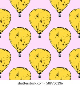 vector seamless pattern of hot air baloon