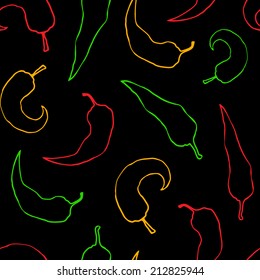 vector seamless pattern with hot peppers