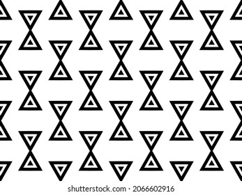 Vector seamless pattern with  hourglass shape elements. Cute and minimalist design for paper, poster, card, fabric, textiles, banners.  Black and white background. Vector illustration EPS 10. 