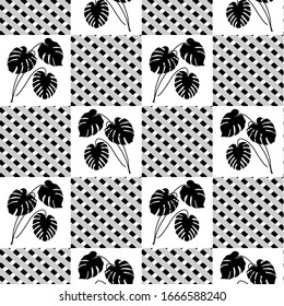 Vector Seamless pattern with house plant. Houseplant. Green natural decor for home and interior. Trendy background. Design for wrapping, fabric, print