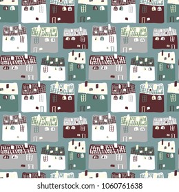 Vector seamless pattern with houses