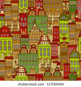 Vector seamless pattern with houses