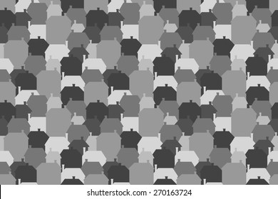 Vector seamless pattern with houses. City view.
