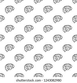 Vector Seamless Pattern Of Human Brain. Vector Human Brain Symbol Seamless Pattern. 