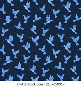 Vector seamless pattern with hummingbird. Decoration print for wrapping, wallpaper, fabric. Seamless vector texture. 