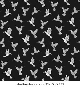 Vector seamless pattern with hummingbird. Decoration print for wrapping, wallpaper, fabric. Seamless vector texture. 