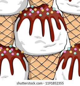 Vector seamless pattern with ice cream 14