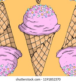 Vector seamless pattern with ice cream 12
