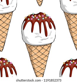 Vector seamless pattern with ice cream 10