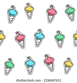 Vector seamless pattern with ice cream. Cartoon style. eps 10
