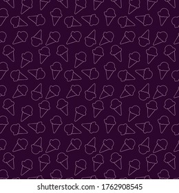 Vector seamless pattern with ice cream. Hand drawn ice cream seamless pattern.