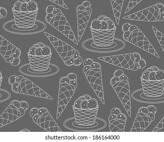 Vector seamless pattern with ice cream 