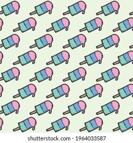 vector seamless pattern ice cream colorful hand drawing doodle style abstract isolated on yellow background