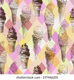 Vector seamless pattern with ice cream. modern stylish texture. repeating abstract background.