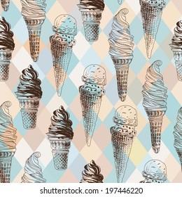 Vector seamless pattern with ice cream. modern stylish texture. repeating abstract background.