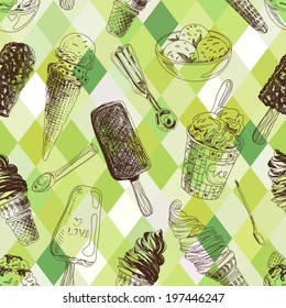 Vector seamless pattern with ice cream. modern stylish texture. repeating abstract background.