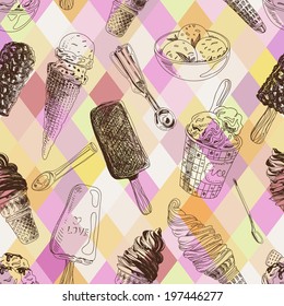 Vector seamless pattern with ice cream. modern stylish texture. repeating abstract background.