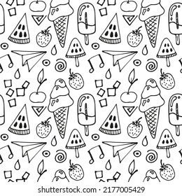 Vector seamless pattern. ice cream doodle background