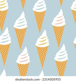 Vector seamless pattern with ice cream cones.